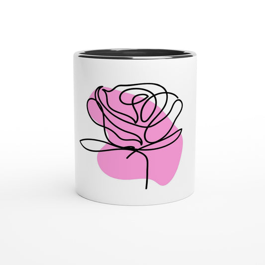 "Taza Cerámica  La Rosa " White 11oz Ceramic Mug with Color Inside